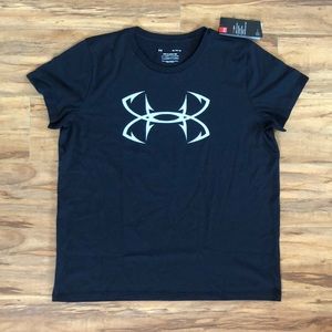 🎣 NWT Under Armour Fish Hook Logo Classic Tee Black T-Shirt